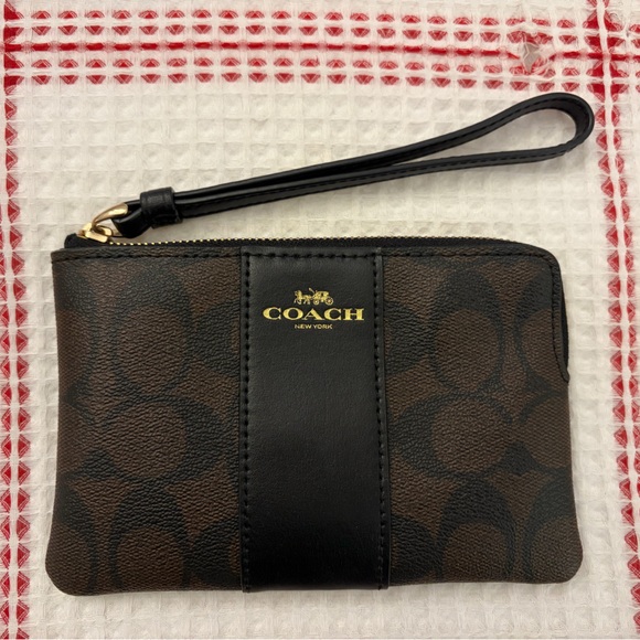 Coach Accessories - Coach Signature Brown and Black Wristlet